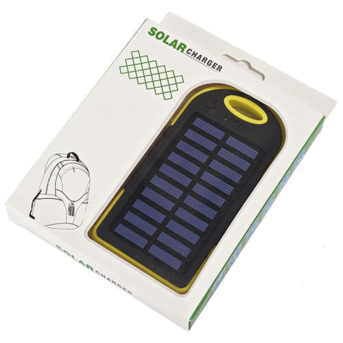 Ударостійкий, пило і водонепроникний PowerBank на сонячній батареї. Пакування: Пакет
